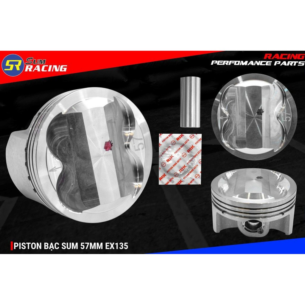 Trái Piston Exciter 57 62 65 mm SUM Racing cho Ex 135 150 Trái Nén FJN bạc RIK