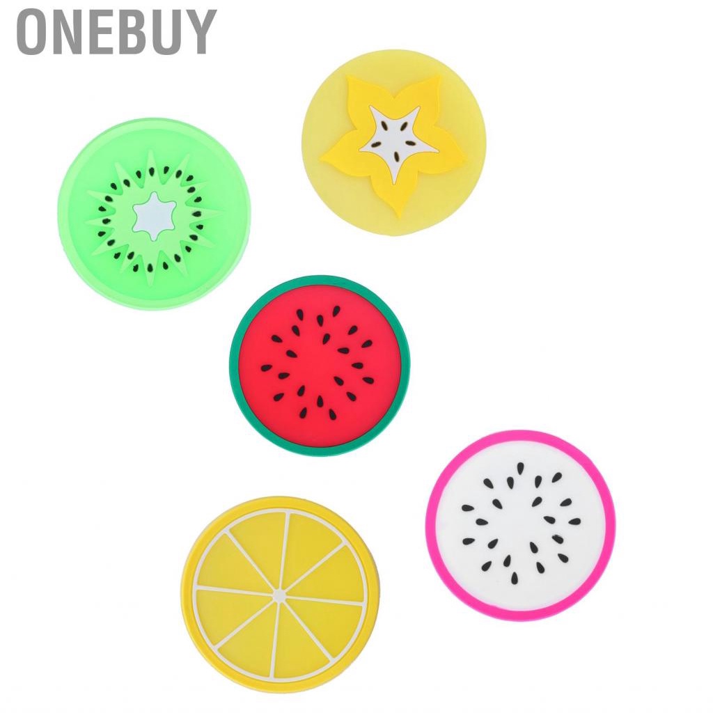 Onebuy Cute Fruit Shape Coaster  Placemat Silicone Cup Drinks Holder Mat Decor