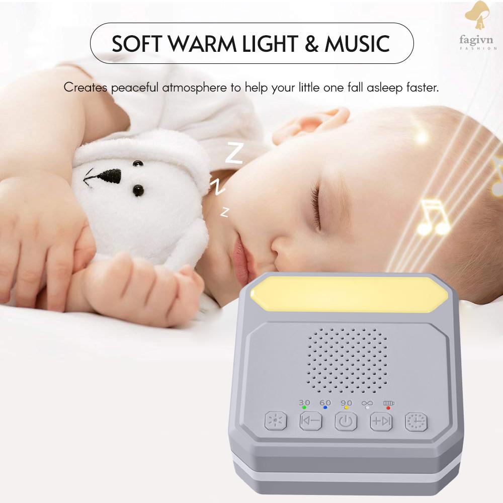 Máy Tạo Tiếng Ồn Trắng Để Bàn Với Đèn Ngủ 21 Âm Nhạc 30 Phút / 60 Phút / 90 Phút Có Pin Tai Nghe 3.5mm #FAGI