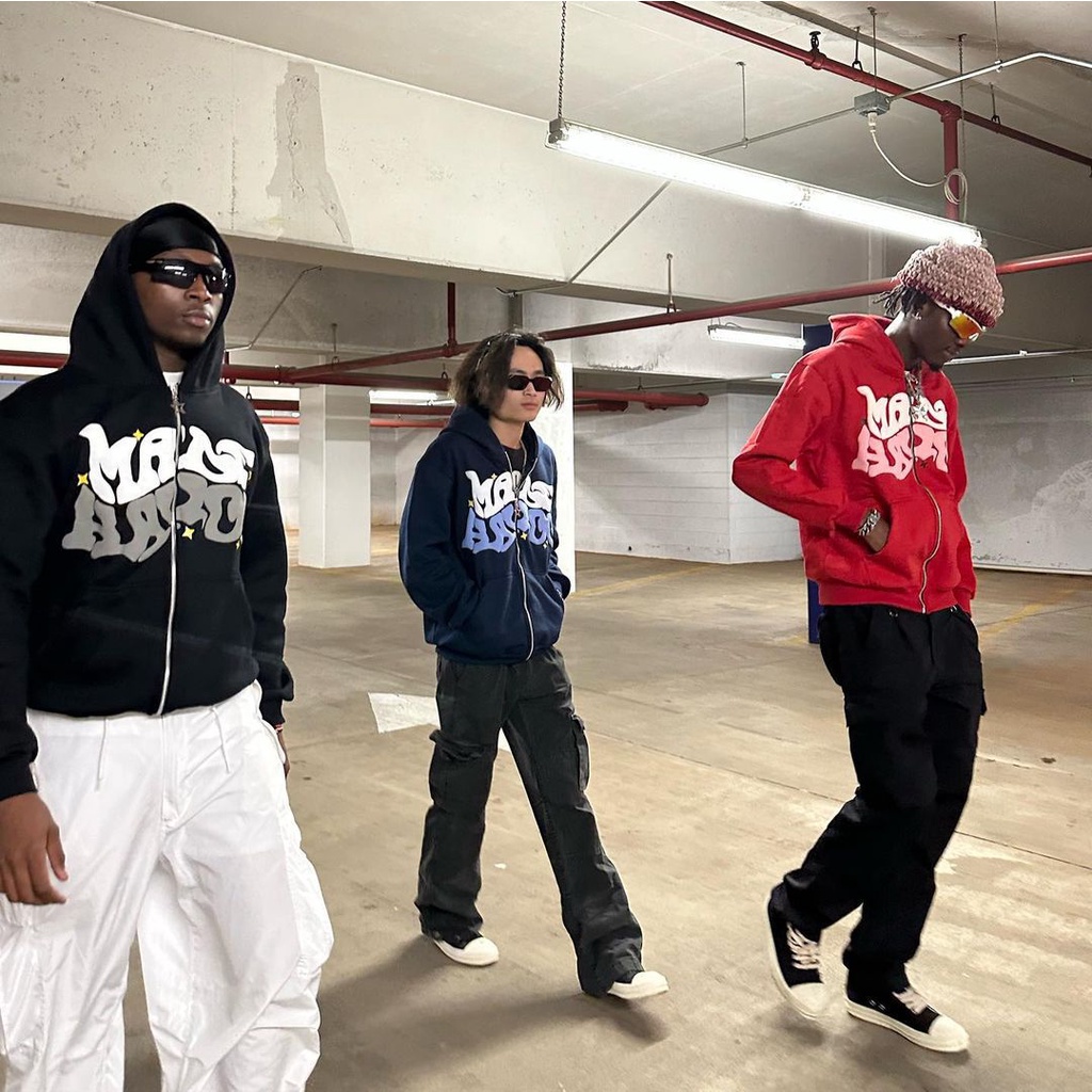 Áo Khoác hoodie Có Khóa Kéo In Chữ Phong Cách hip hop Đường Phố Mới Mùa Thu 2023 y2k