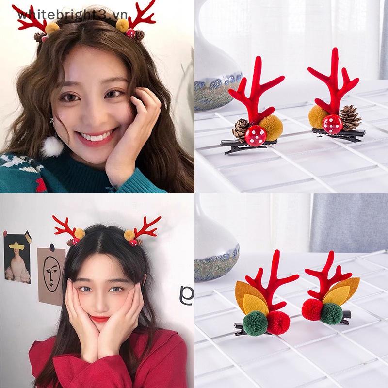 1 Cặp Kẹp Tóc Hình Giáng Sinh / Năm Mới / Ông Già Noel Dễ Thương Cho Bé Gái