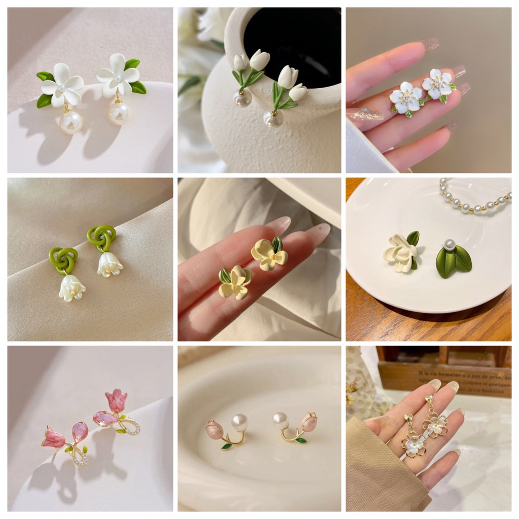 Bông Tai Mạ Bạc 925 Cao Cấp Hình Hoa Bướm Phong Cách Hàn Quốc Mới