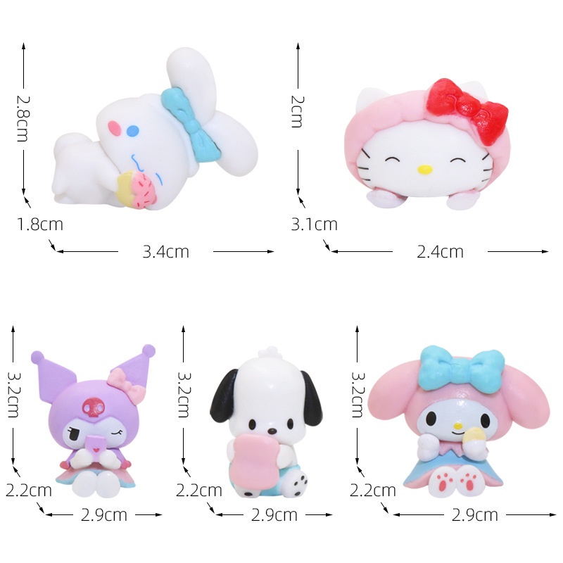 SANRIO Set 5 Đồ trang trí Nhân Vật Phim Hoạt Hình kuromi melody pochacco Trang Trí Bánh Kem diy