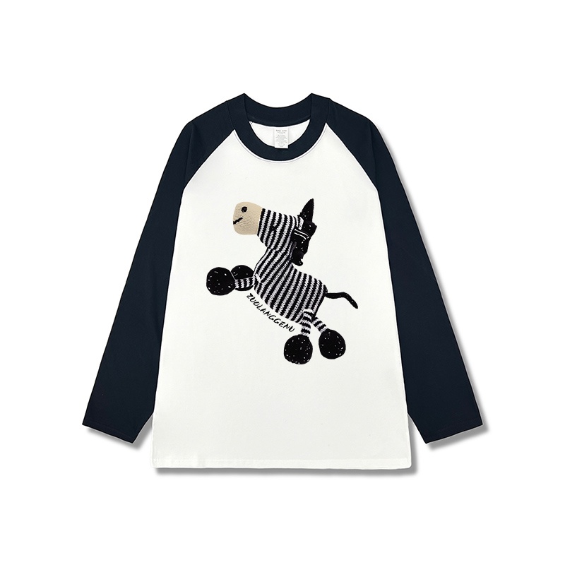 Áo Thun 100% cotton Tay Dài Dáng Rộng In Hình Trẻ Em Thời Trang Hàn Quốc 2024