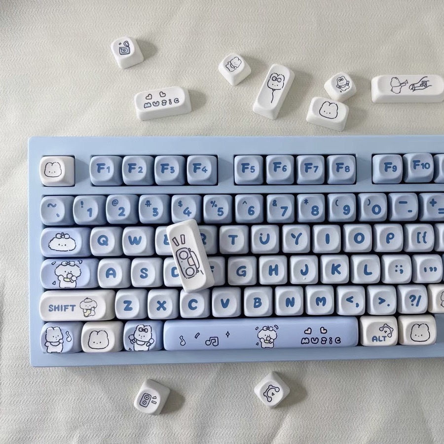 Keycap ban nhạc cún con, keycaps 139 phím, chiều cao MOA, nhuộm thăng hoa PBT, thích hợp cho bàn phím phím 87/68/84/104/108