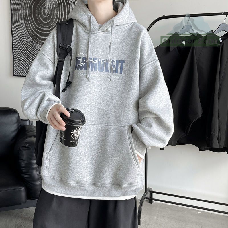 Áo hoodie Lông Cừu Dày Dặn Dáng Rộng Thời Trang Xuân Thu Cho Nam