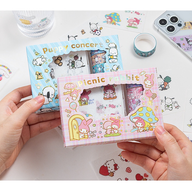Hoạt Hình Cuộn Băng Dính washi Hình sanrio kuromi melody Dễ Thương Trang Trí Sổ Tay