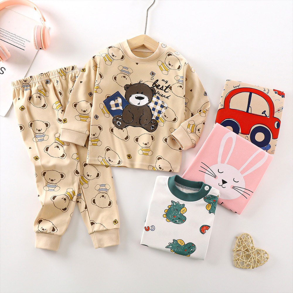 Bộ Đồ Ngủ Bằng cotton Họa Tiết Hoạt Hình Dễ Thương Cho Bé