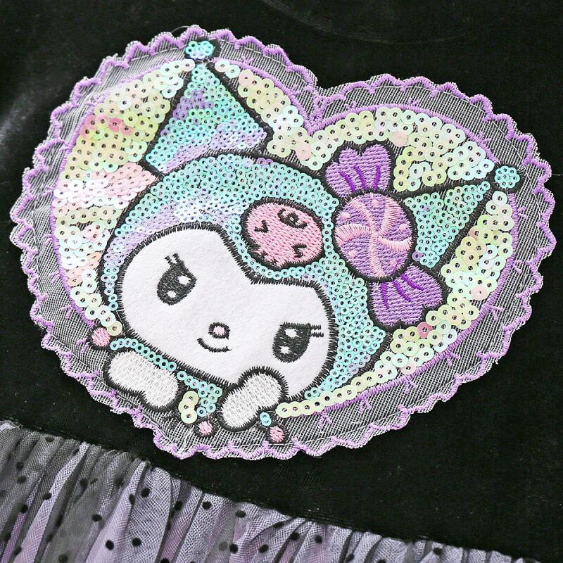 Sanrio Áo Choàng Lưới Đính Kim Sa Màu Tím / Đen Phong Cách Hoạt Hình Dễ Thương Thời Trang Thu Đông Cho Bé Gái