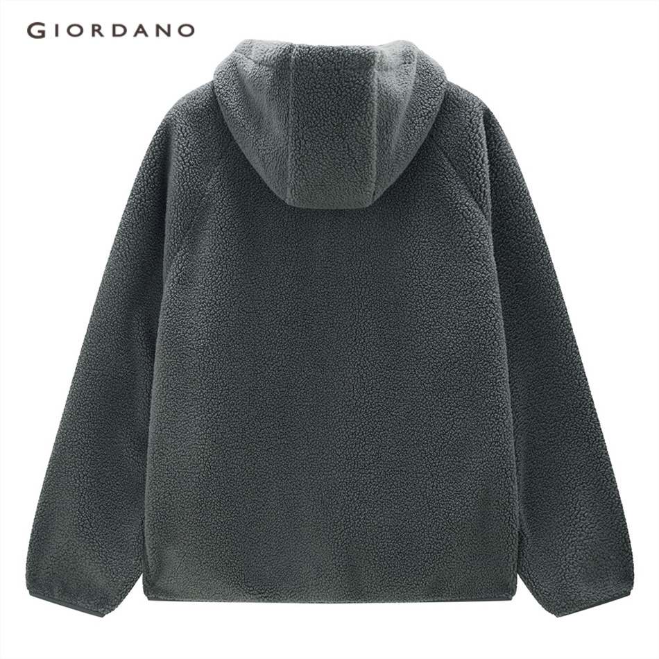 GIORDANO MEN Sherpa fleece loose hooded jacket 01073868