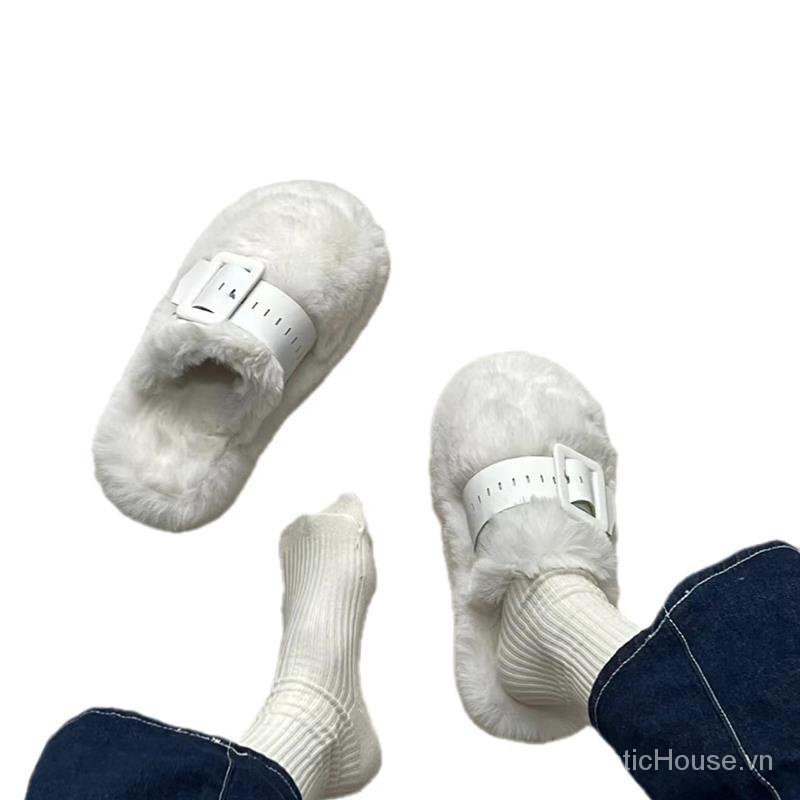 Dép cotton Bít Mũi Đế Dày Phong Cách Hàn Quốc Thời Trang Thu Đông Mới 2022 Dành Cho Bạn Nữ