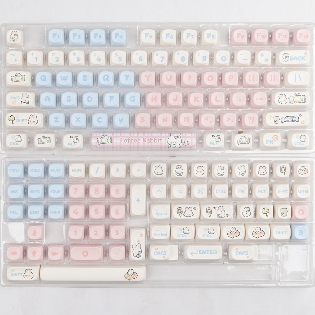 Toffee Bunny Keycaps MOA Profile Màu Hồng Dễ Thương PBT Dye Sub Bàn Phím Cơ Keycap