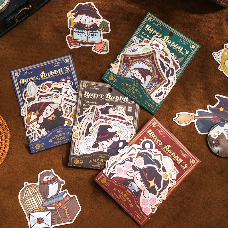 Set 30 tấm Sticker Chú Thỏ Harry Trong Ngôi Trường Pháp Thuật Dùng Để Trang Trí Sổ/Dụng cụ học tập/DiY