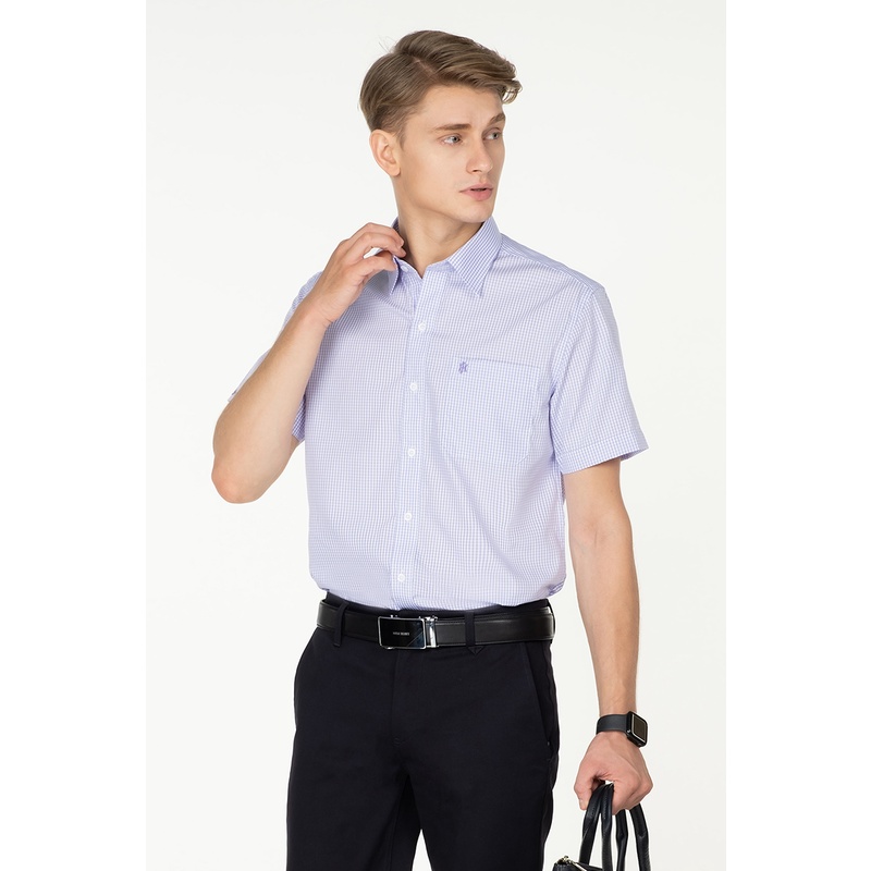 Áo sơ mi caro tay ngắn , thời thượng, lịch lãm, chỉn chu John Henry - WS23SS17T-SD