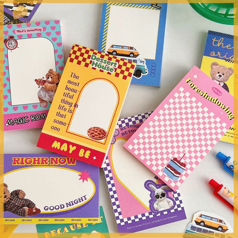 Phô Mai Trang Trí Xinh Xắn| Set 160 Tờ Giấy Ghi Chú Hình Gấu Dễ Thương Mới