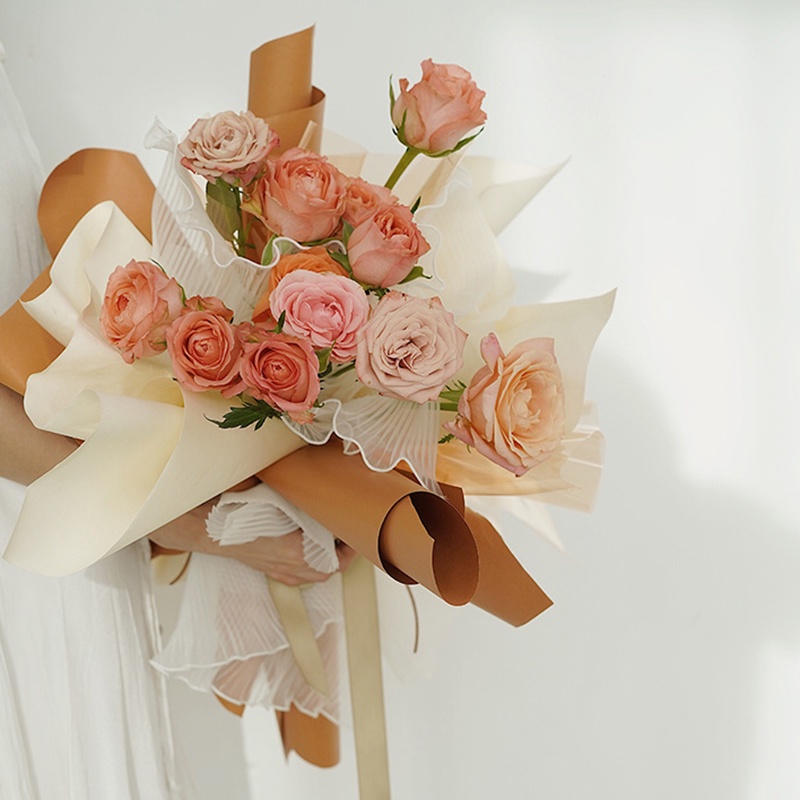 Giấy gói hoa-cuộn voan sóng viền ngọc trang trí bó hoa 28cm*4m YK