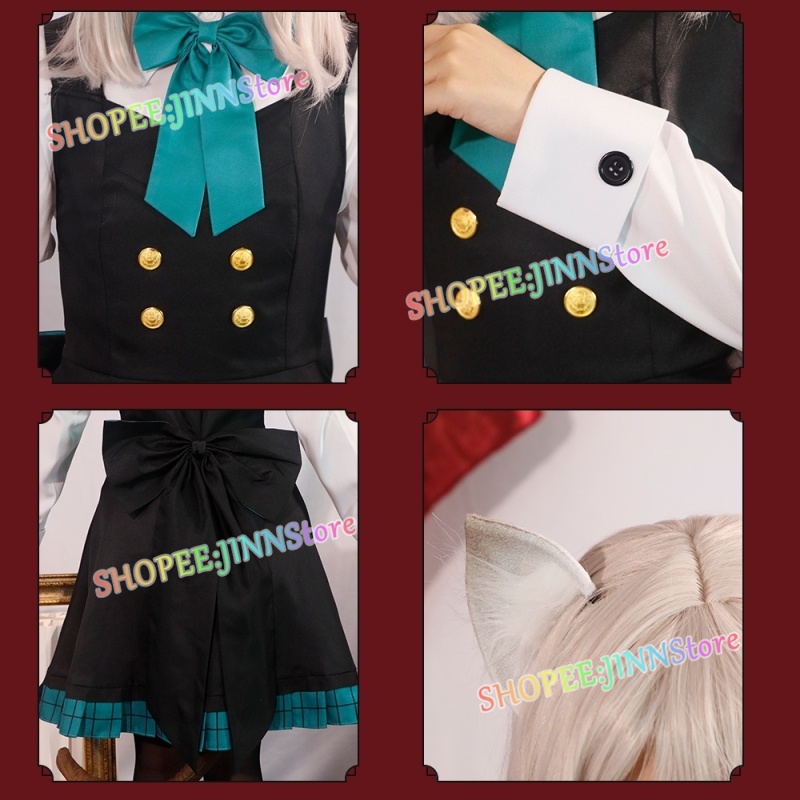 - Jinn - Lyette lyney Bộ Trang Phục cosplay + Bộ Tóc Giả + Cài Tóc Đính Nơ Hóa Trang lynette Lyyney