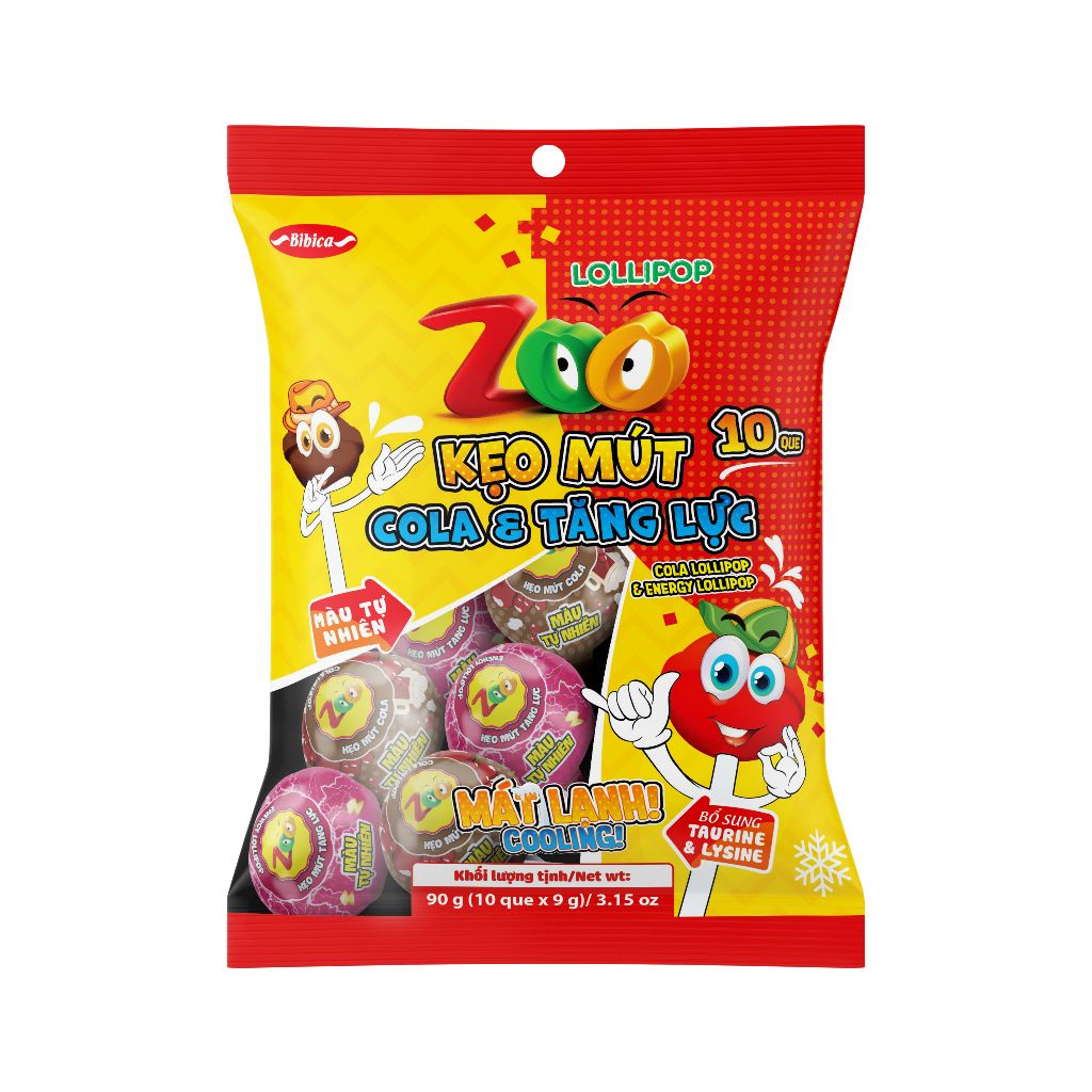Kẹo Mút Zoo Cola Tăng Lực Bibica 90g lollipop Shopbethienkim