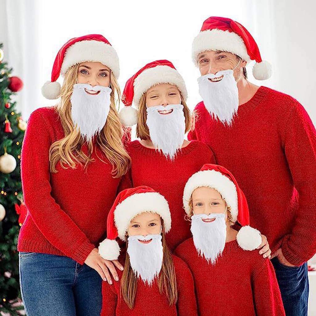 Áo Thun Thiết Kế Đơn Giản Thời Trang Trẻ Trung| Râu Hóa Trang Ông Già Noel Râu Thật Râu Xoăn Mềm Mại Màu Trắng Cho Trẻ Em Và Người Lớn