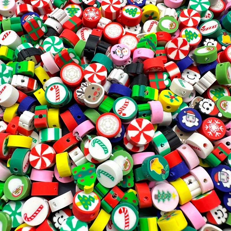 Set 30 Hạt Đất Sét polymer 10mm Hình Ông Già Noel / Người Tuyết / Cây Thông / Người Tuyết diy Làm Trang Sức