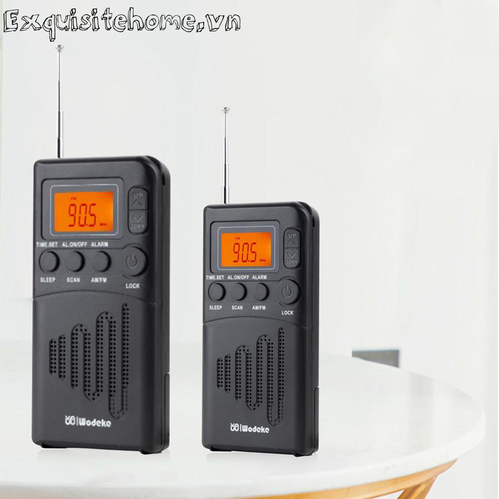 Radio mini Cầm Tay Có jack Cắm Tai Nghe am fm Màn Hình lcd Kỹ Thuật Số Thích Hợp Cho Cắm Trại / Đi Bộ