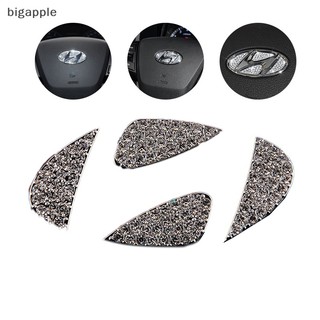 Miếng dán logo đính đá trang trí vô lăng xe hơi hyundai i10 i20 rdg