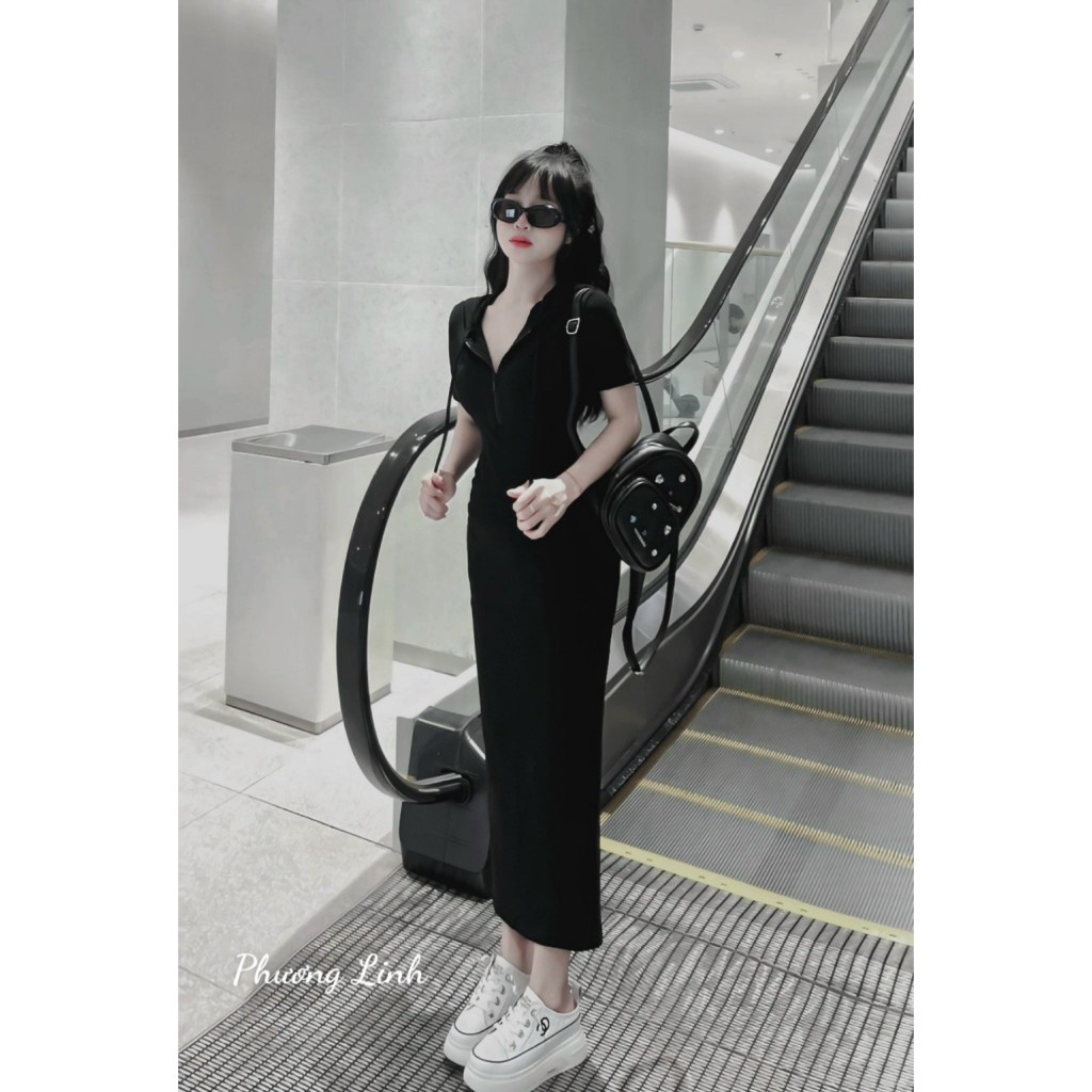 Váy body mũ dáng dài