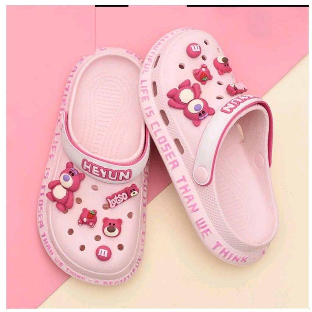 C-FOOT Dép Cross Kèm Sticker Gấu Dâu