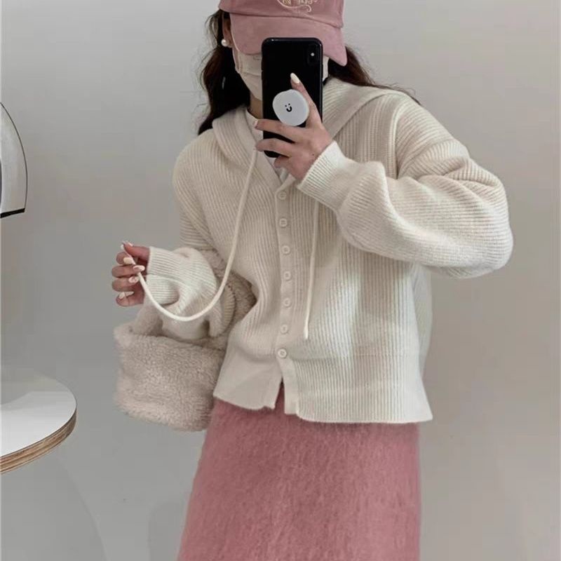 Áo Khoác cardigan Có Mũ Trùm Eo Cao Thời Trang Xuân Thu Phong Cách Mới 2023