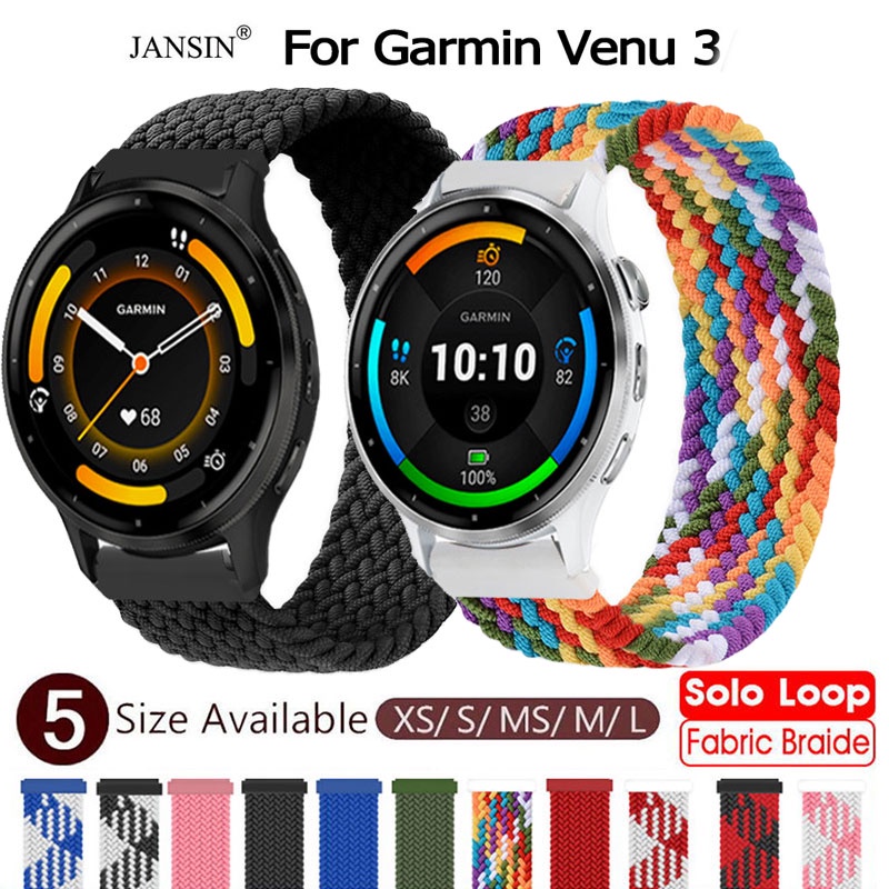 Jansin Dây Đeo Đồng Hồ Dạng Bện Bằng Nylon Co Giãn Nhiều Màu Sắc Cho Garmin Venu 3