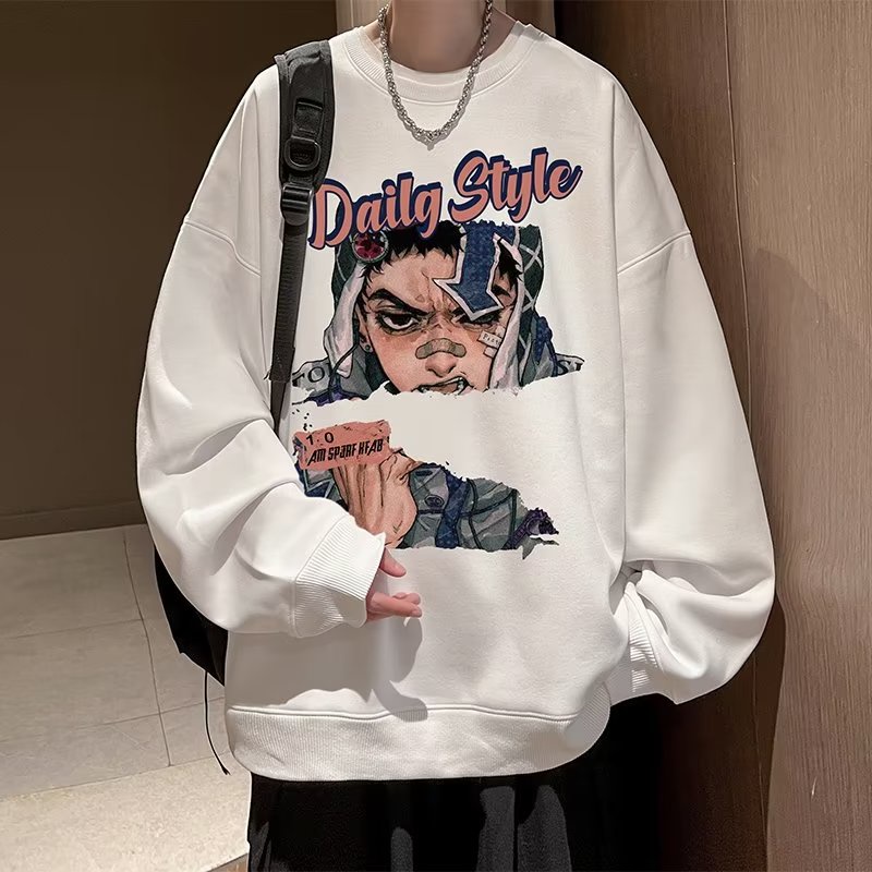 Yazhiniao Áo Thun Nam Dài Tay Dáng Rộng Phong Cách retro Hàn Quốc