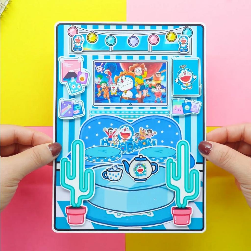 Toca DoreMon Quite Book, đồ chơi bóc tách đồ chơi trí tuệ H25 Zin Càu Vòng