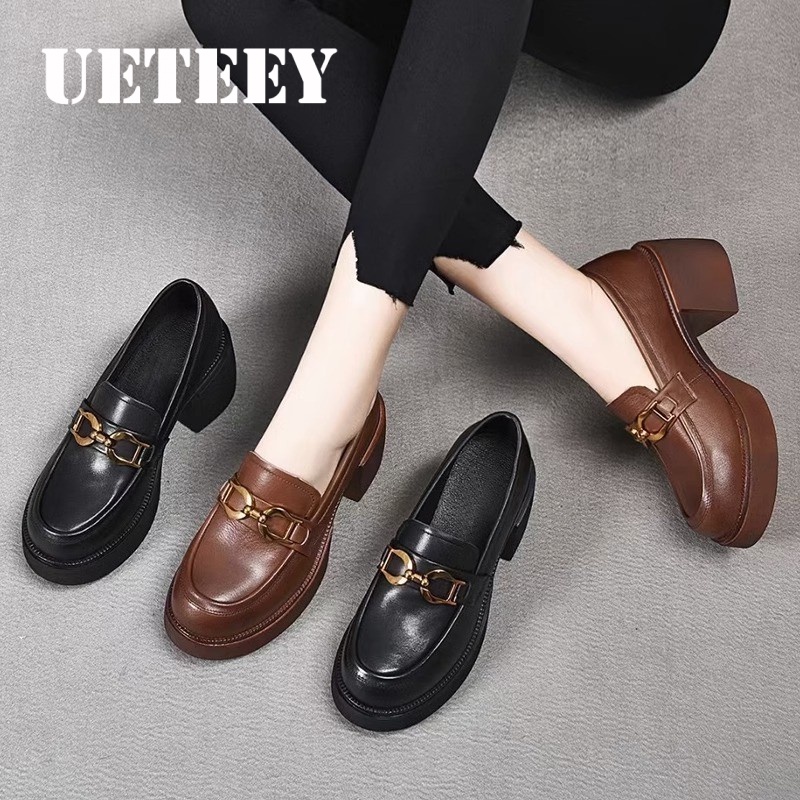 UETEEY  giày búp bê Mary Jane Lolita Đế da mềm đế êm thời trang Nhẹ nhàng Đàn hồi Độn đế Thoáng khí Điệu đà FLF23B08K4 45Z231107
