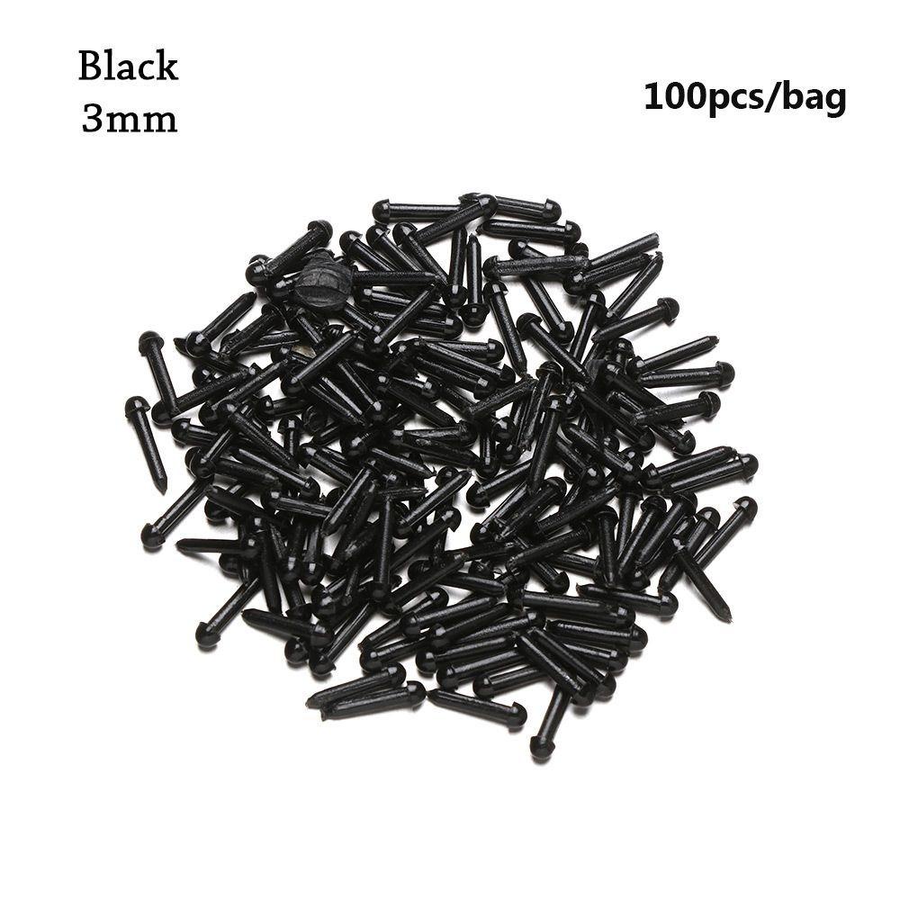 Set 100 Mắt Nhựa Cong Màu Đen Kích Thước 3mm / 4mm / 5mm / 6mm Cho Búp Bê
