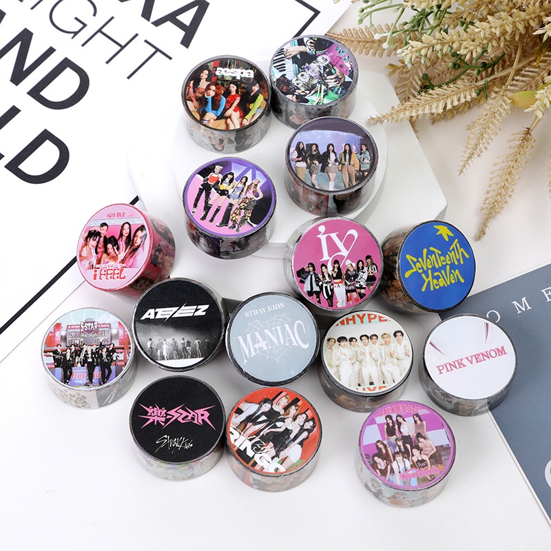 Băng Dính Giấy In Hình Nhóm Nhạc kpop Ikon stray kids Aespaive seventeen twice