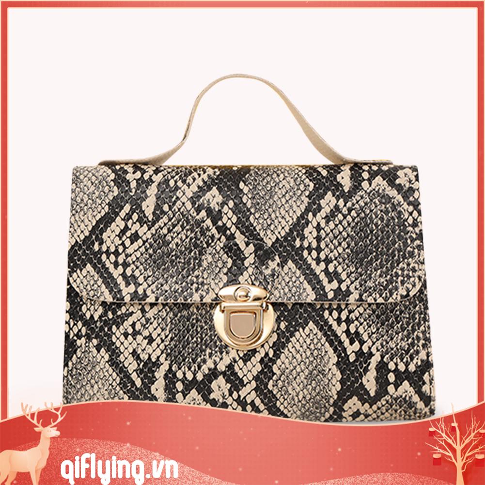 Túi Xách Đeo Vai Bằng Da pu Hình Vuông Nhỏ In Họa Tiết Da Rắn Phong Cách vintage