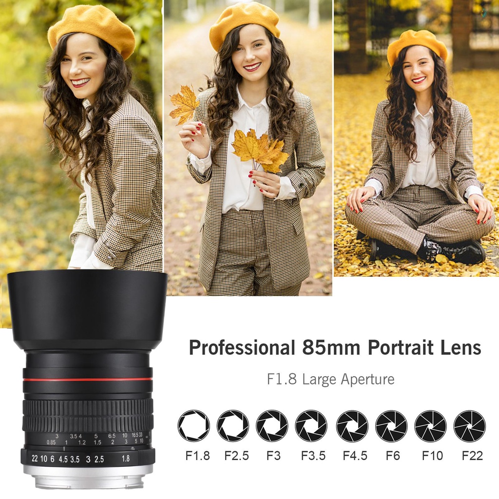 Capture Crisp Images: 85mm F1.8 Manual Focus Camera Lens for Canon EOS Rebel T6 T3i T2i
