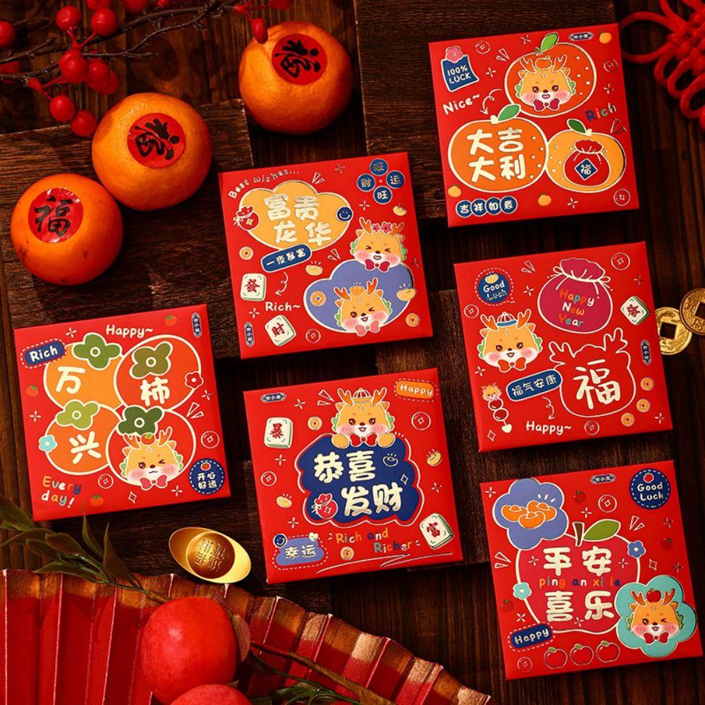 Set 10 Bao Lì Xì May Mắn diy Truyền Thống Trung Hoa