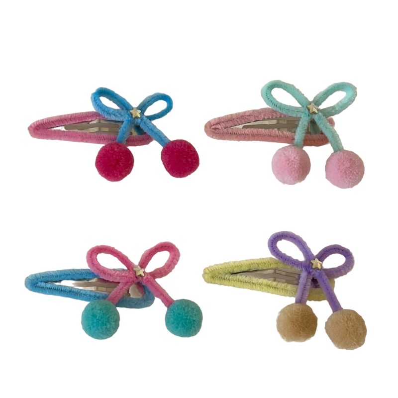 Kẹp Tóc Nơ Phủ Lông Nhung Dễ Thương Xinh Xắn Dành Cho Nữ