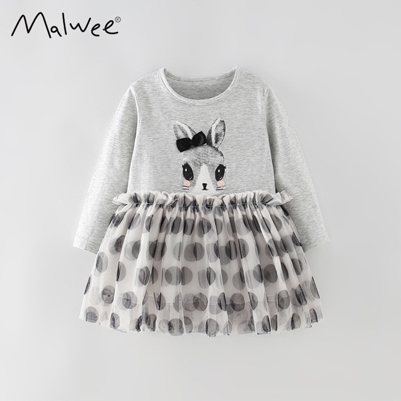 Đầm Cotton Ngắn Tay Họa Tiết Hoạt Hình Xinh Xắn Dành Cho Bé Gái
