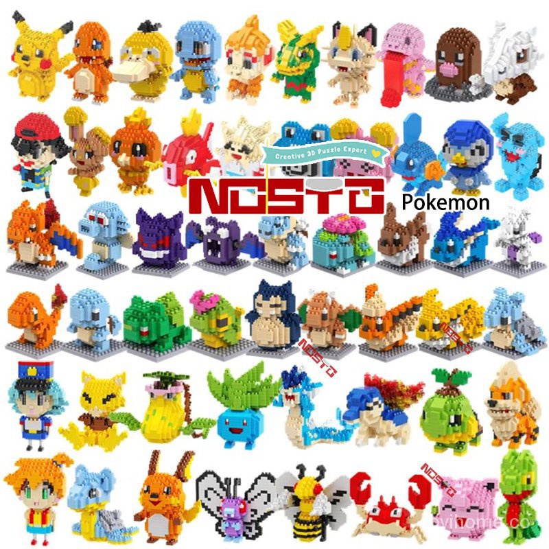 Bỏ Túi Quái Vật Lego Pikachu Charmander Bulbasaur Pokeball Nano Khối Xây Dựng 50 Loài Nhân Vật Đồ Ch