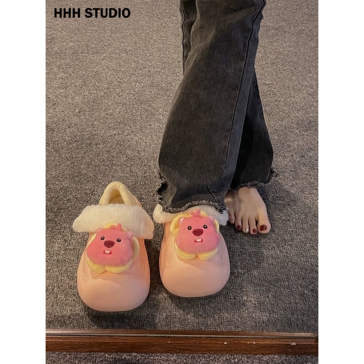 HHH  Dép bông Dép Lông đi trong nhà ĐẾ CAO SU Chất lượng cao Đế êm Đế chống trơn trượt Thoải mái FMR23B0OF1 46Z231117