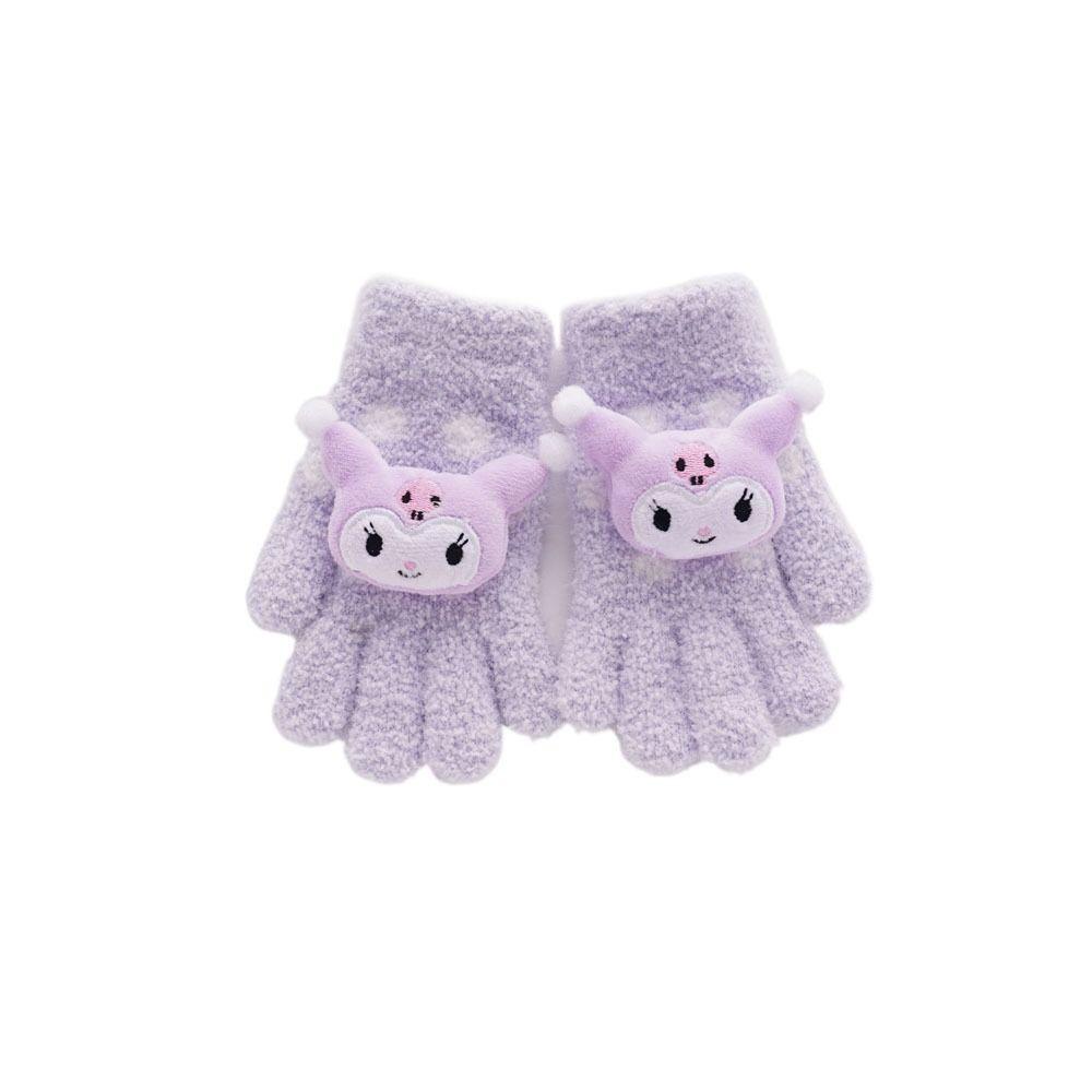 Găng Tay Thu Đông Dày Dặn Chống Gió Họa Tiết Hoạt Hình melody cinnamoroll kuromi Cho Bé