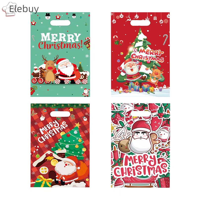 Bộ 10 / 50 túi đựng bánh kẹo ELEBUY trang trí Giáng Sinh năm