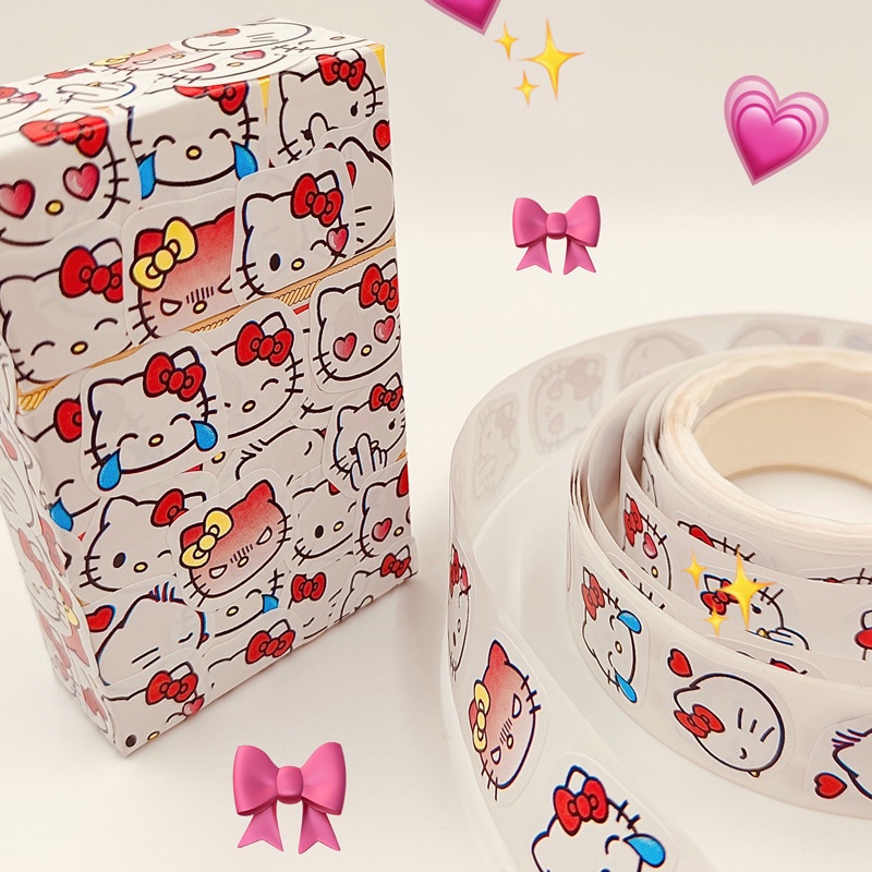 Cuộn 500 Nhãn Dán Hoạt Hình sanrio hellokitty Trang Trí Mũ Bảo Hiểm Xe Đạp