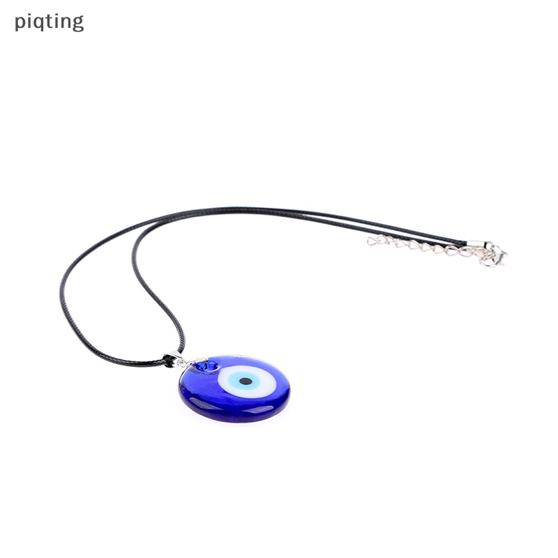 Piqt Dây Chuyền / Vòng Đeo Tay / Vòng Cổ Mặt Hình Mắt Quỷ Bằng Thủy Tinh Màu Xanh Dương 3cm