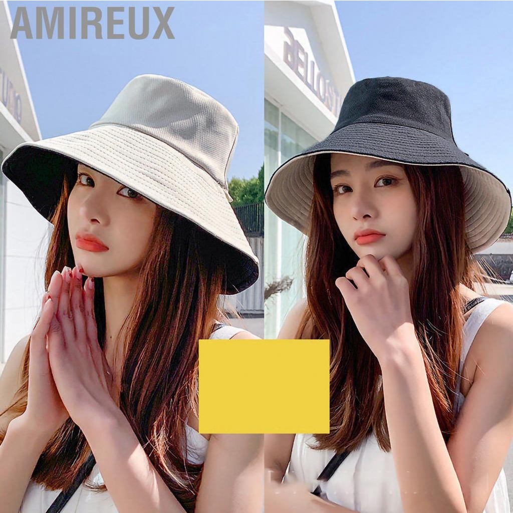 Amireux Summer Sun Hat Polyester Fishing Hiking with Wide Brim Windproof Rope for Outdoor Activities