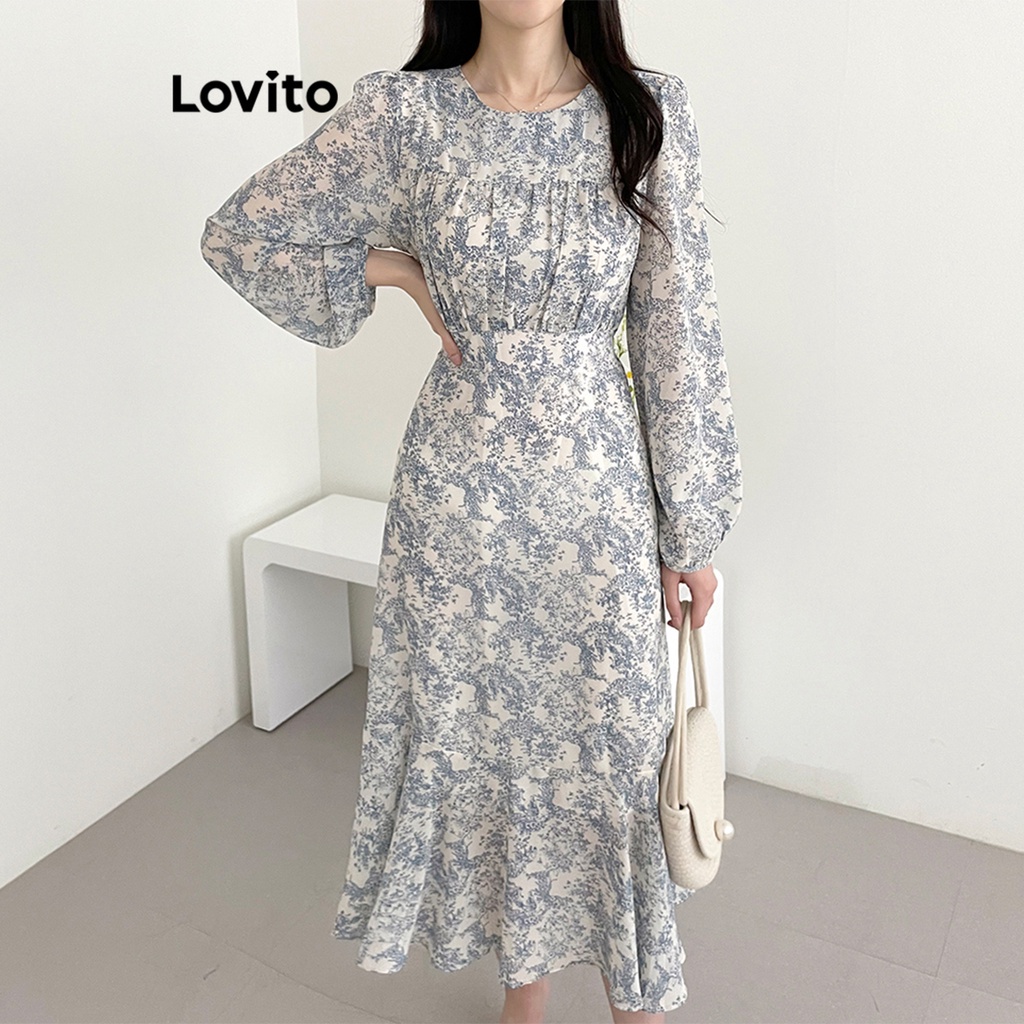 Lovito Đầm xòe hoa Ditsy thường ngày cho nữ LNE24100 (Nhiều màu)