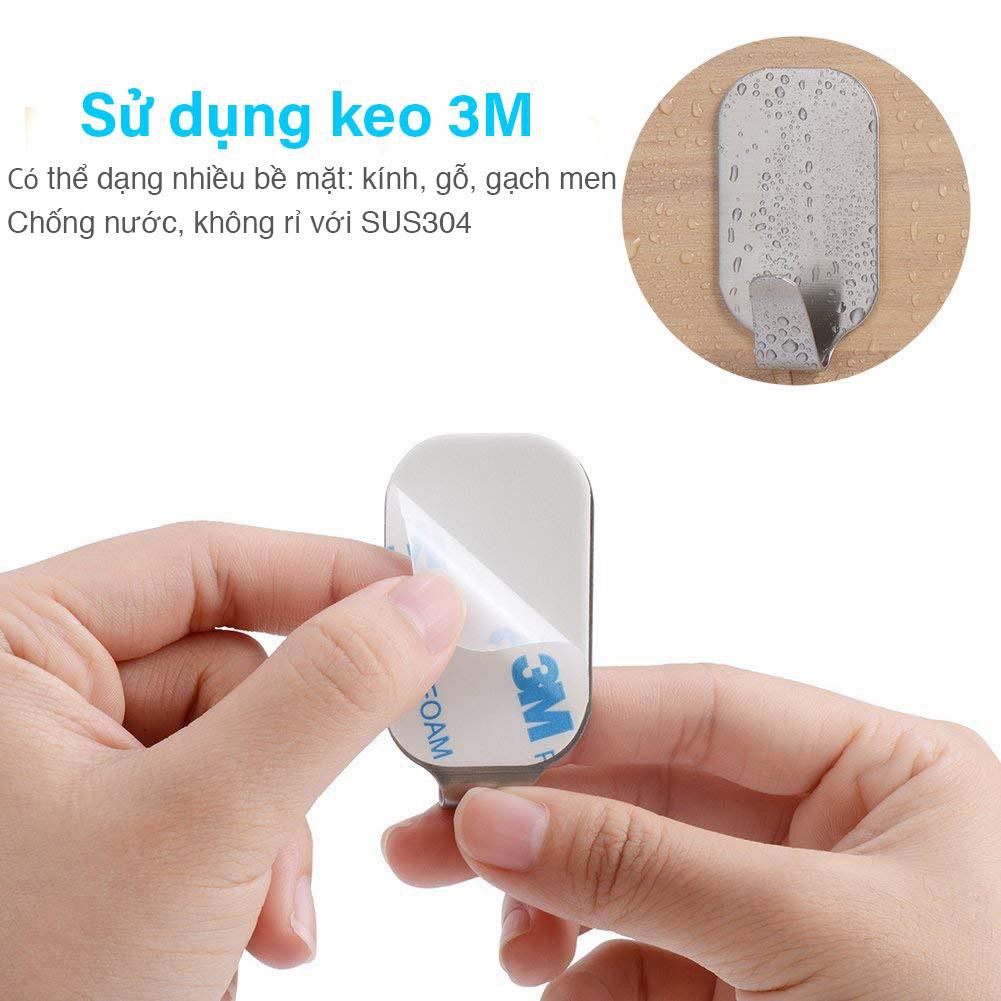COMBO 10 Móc Treo Đồ Dán Tường Inox 304 Siêu Dính