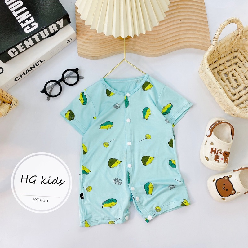 Bộ liền thân đùi/cộc tay hoạ tiết cài thẳng HG Kids chất thun lạnh loại 1 siêu mềm mát cho bé trai bé gái